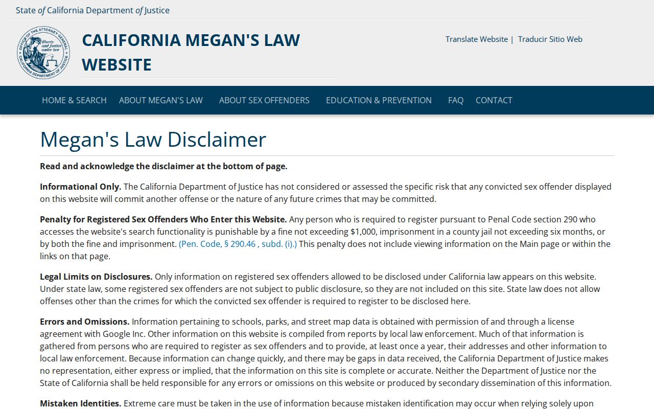 Roseville neighbors California Megan's Law registry search