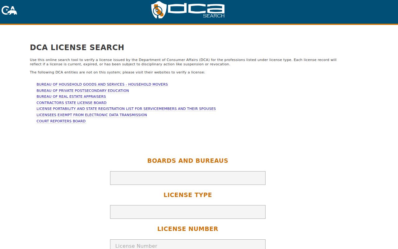 Roseville resident lookup California professional license search